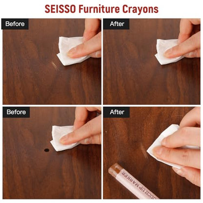 SEISSO Furniture Repair Crayon, 6 PCS Wood Filler Sticks, Scratch Repair Wax, Furniture Marking Repair for Scratch, Cracks, Hole, Table, Cabinets, Laminate Wood Floor, Guitar, Instrument, Black - color: Black 6pcs