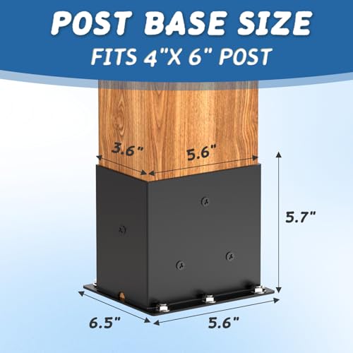 4 Pcs 4"×4" Post Base,Deck|Inner Size (3.6" x5.6“ - size: 4“x 6", style: 4 Set