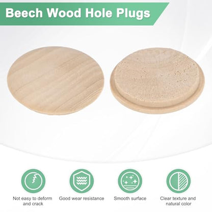 M METERXITY 25-Pack Wood Plugs for Screw Holes, 40 x 35mm Beech Button Wood Top Plugs for Furniture/Stair/Chair/Craft, Flat Head Decorative Wooden Cover - size: 40x35mm