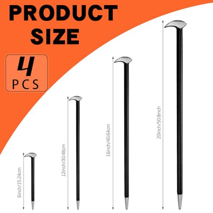 Chumia 8 Piece Pry Bar Set Heavy Duty Carbon Steel and Chrome Vanadium Bars with Ergonomic Handles and Rolling Heads 6" 8" 12" 18" 24" Mechanics Automotive Repair Hand Tools for Scraping Lifting