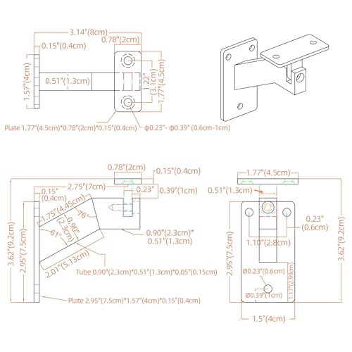Adjustable Handrail Brackets, Heavy Duty Stair Railing Brackets for Staircase Banister, 3 Pack - size: 3 Pack