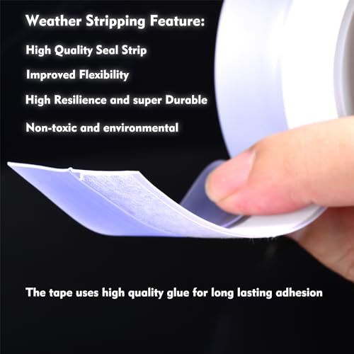 Silicone Seal Weather Stripping Tape 16.5 Feet Strip Bottom Draft Insulation Stopper Tape Weatherproof Soundproof for Door or Window Bathroom Shower Glass Gaps（25mm*5m） - size: 25 mm x 5 m