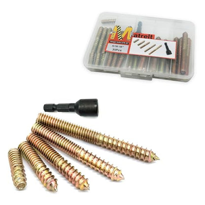 31 Pack 5/16-18" Hanger Bolts 5Sizes 1-3 Inch Include1 pcs Hanger Bolt Driver Double Headed Bolts Wood Dowel Screw Self-Tapping Screw Hanger Bolt for Furniture Screws Wood Screws Double Threaded - size: 5 Size 5/16-18"-30P+Tool