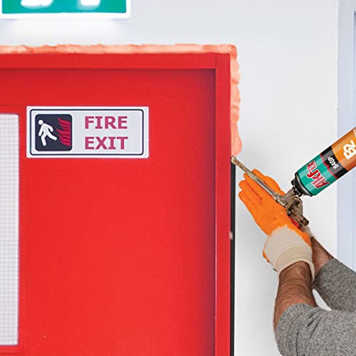 Akfix 840P Fire Block Spray Foam (12x25.3 Oz.) - Orange Color Fire Retardant Polyurethane Expanding Foam Sealing on Window and Door, Paintable | Gun Use, Gun&Cleaner NOT Included | 25.3 Oz. 12 Pack