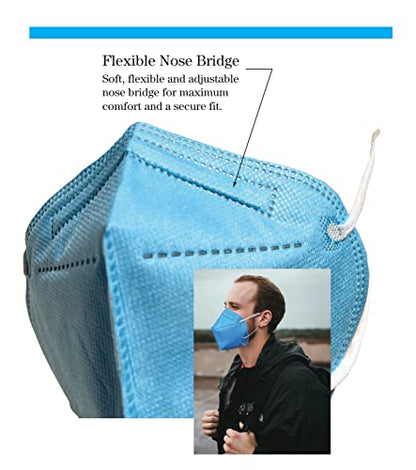 ProStar Respirator Face Mask, Fold-Style with Ear Loops, Made in USA, 20pcs, 4-Layer 95% Filter Efficiency, Blue