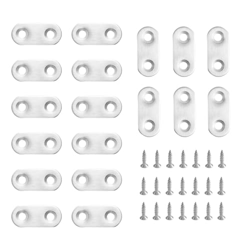 20 Pack Straight Brace, Flat Straight Bracket with Screws - color: Silver