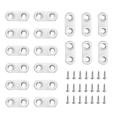 20 Pack Straight Brace, Flat Straight Bracket with Screws - color: Silver
