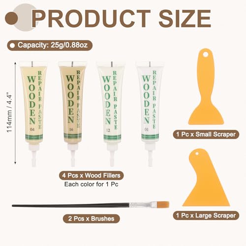 uxcell Wood Repair Kit 4 Color 0.88oz Wood Fillers Furniture Repair Kit - color: White, Cream, Maple, Natural Cherry