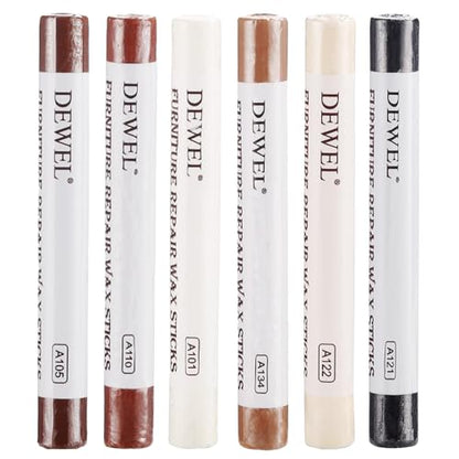 DEWEL Furniture Repair Crayon, 6 Colors Wood Filler Sticks, Wood Scratch Repair Wax for Filling Scratches, Cracks, Holes, Dents, Scuffs, Dings - A Simple and Convenient Wooden Repair Solution - color: 6 Colors Wax Sticks