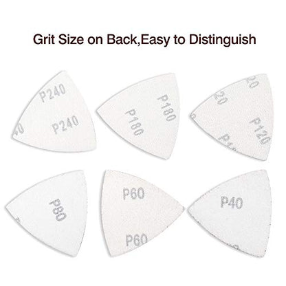 100pcs Triangle Sanding Pads Hook and Loop Sandpaper - style: 100pcs: 20pcs 40/60/80grit+15pcs120/180grit+10pcs 240grit