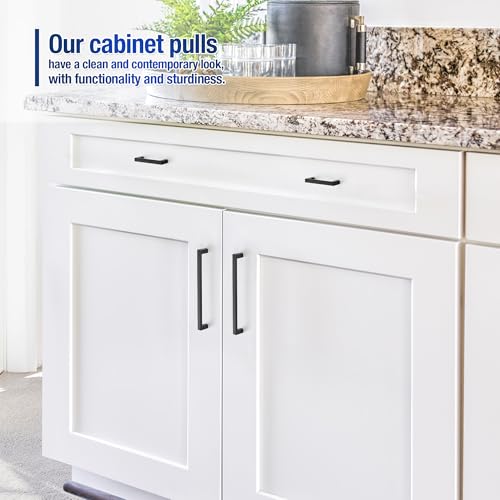JOY DECOR Matte Black Cabinet Pulls Slim Square Handles 6-1/4 Inch, 30 Pack - size: 6-1/4 Inch Hole Center