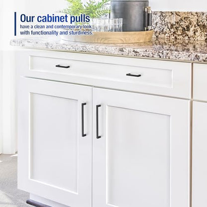 JOY DECOR Matte Black Cabinet Pulls Slim Square Handles 6-1/4 Inch, 30 Pack - size: 6-1/4 Inch Hole Center