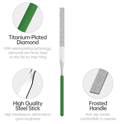 HUHAO 10-Piece Mini Diamond Needle File Set 3x140mm Small Metal Riffler Files Jewelers File Precision Hand Tools for Metal Glass Wood Stone Jewelry - Round Triangular Square Flat Shape - color: Silver, size: 3*140