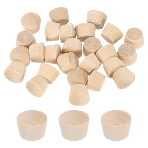 uxcell 26Pcs Wood Button Plugs, 10mm/0.39" Flat Head Hardwood Screw Hole Plug Wooden Caps Buttons Wood Plug for Furniture Woodworking Craft Decor (11.5mm x 10mm) - size: 11.5x10x8mm
