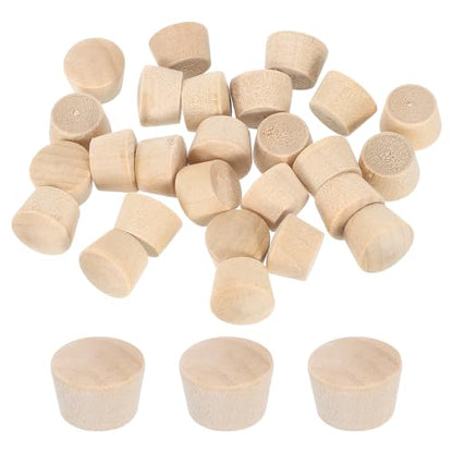 uxcell 26Pcs Wood Button Plugs, 10mm/0.39" Flat Head Hardwood Screw Hole Plug Wooden Caps Buttons Wood Plug for Furniture Woodworking Craft Decor (11.5mm x 10mm) - size: 11.5x10x8mm