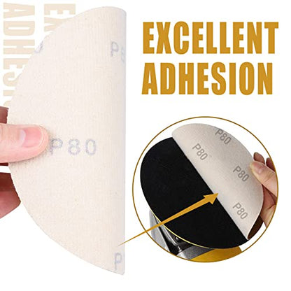 6-Inch No-Hole Hook and Loop Gold Sanding Discs 80-Grit, 100 Pack - size: 80 Grit