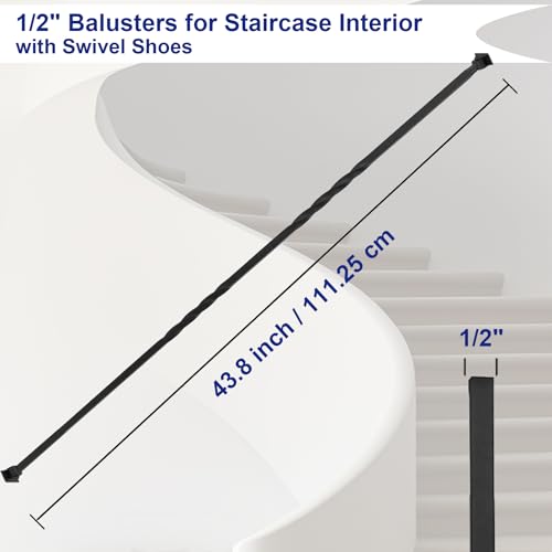Sidasu 10-Pack 44" x 1/2" Wrought Iron Balusters for Stairs - size: 10 pack, style: Double Twist Baluster