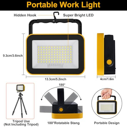 2-Pack 40W Rechargeable LED Work Lights, Portable Flood Light