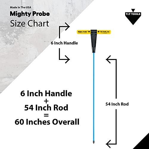 T&T Tools 60-Inch Mighty Probe Metal Soil Probe – 3/8" Hex Rod - 1 Pack - size: 60-Inch Long Overall w/ 3/8" Metal Hex Round Rod