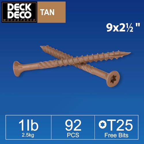 Wood Screws #9 x 2-1/2"Exterior Deck Screws 92pcs(approx)1 lb/Box - size: #9x2-1/2"