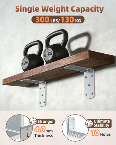 Heavy Duty L Brackets, 5x5 Inch, 300 LBS, Galvanized, 4 Pack - color: Galvanized-4PCS
