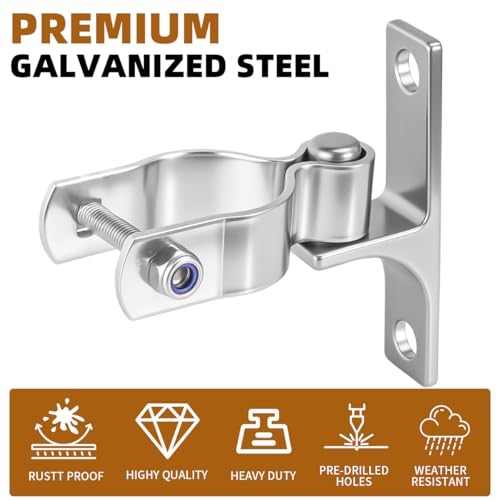 2 Pair 1-5/8" Wall Mount Gate Hinges for Chain Link Fence, Farm - size: 1-5/8''-2Pack