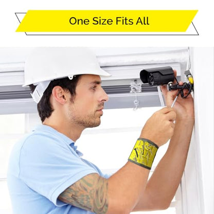 BYKES Magnetic Wristband for Holding Screws, Nails & Tools | Strong Magnetic Extra Large Tool | Portable DIY Magnetic Wristband | Wide Surface Magnet | Heavyduty Tool Gift for Handyman | Yellow/Gray - size: Extra Large