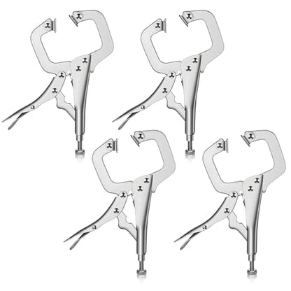 4 Pcs 11 Inch Locking C Clamp Heavy Duty Welding Clamps Pliers Vise Grip Clamps with Swivel Pad with Regular Tip and Swivel Pad for Craftsmen Home Workshop - size: 11 Inch,Set of 4