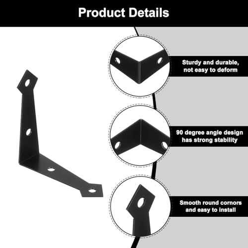 uxcell 4Pcs Decorative Corner Brackets, 2.9" x 2.9" x 0.8" l Bracket Metal - size: 2.9" x 2.9" x 0.8"