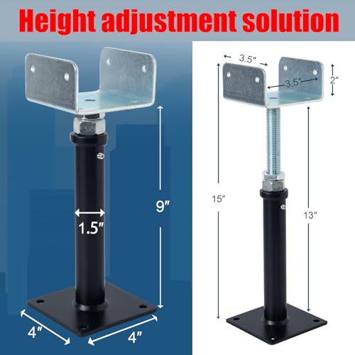 2 Pack U-Shaped Floor Jack - Adjustable Steel Beam Support for 4x2, 4x4, 4x6 Joists Heavy Duty Screw Jack with U-Head Telepost & House Jack.9-13 Inch Adjustment Range. - size: 9-13