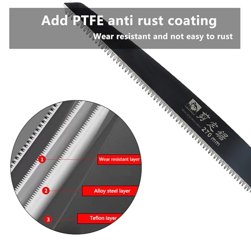 Medium Length japanese pull saw with Super Sharp Teeth,Thickened SK5 Steel,for Home Pruning, Logging, Landscaping,Three Sided Grinding,10.5" - style: SK5 Medium