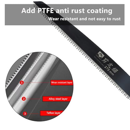 Medium Length japanese pull saw with Super Sharp Teeth,Thickened SK5 Steel,for Home Pruning, Logging, Landscaping,Three Sided Grinding,10.5" - style: SK5 Medium