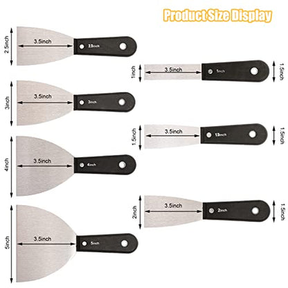 7 PCS Stainless Putty Knife Set Drywall Paint Stripper Scraper Tools