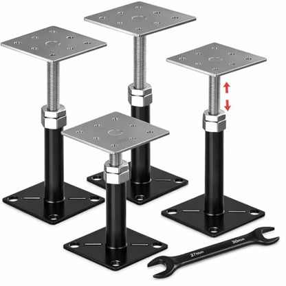 4PCS Adjustable House Floor Jacks for Leveling, 5" - 8" Adjust - color: Black