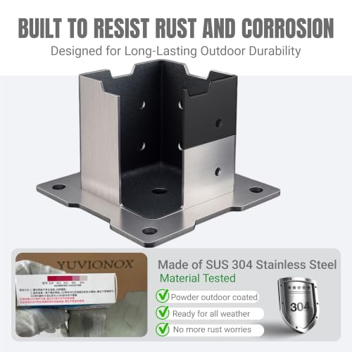 4x4 Deck Post Base, 2 Pack, 304 Stainless Steel, for Wood Decks - size: 4x4 for wood floor only