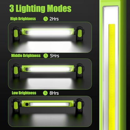 2 Pack Mechanic Work Light, 3000LM Rechargeable LED Bar, Portable, Magnetic, Hooks, SOS Flashlight - color: Green 2 pack