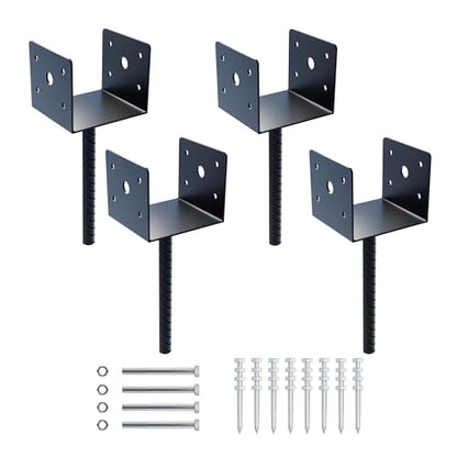U Shape Fence Post Holder Ground Spike Post, 4 Pack