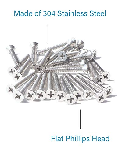 IMScrews 100pcs #8 x 1-1/2" (38mm) Stainless Flat Head Phillips Wood Screws 18-8 (304) Stainless Steel Countersunk Self Tapping Screws - size: #8 x 1-1/2"