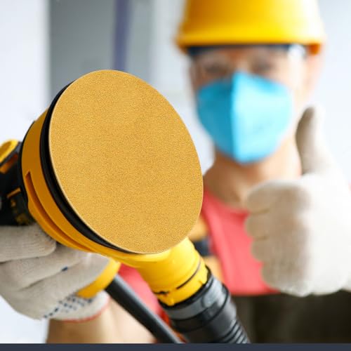 6-Inch No-Hole Hook and Loop Gold Sanding Discs 100-Grit, 100 Pack - size: 100 Grit