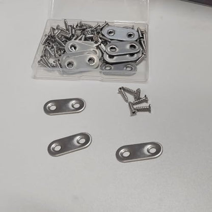 20 Pack Straight Brace, Flat Straight Bracket with Screws - color: Silver