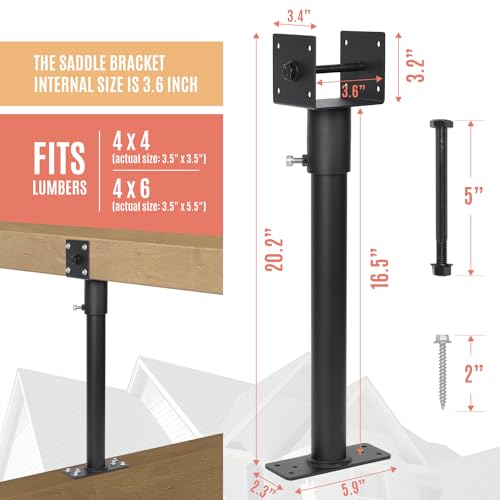 4Pcs 3.6" Saddle Roof Riser Heavy Duty Pergola Bracket, 16-1/2" High - color: Set 4, size: Large