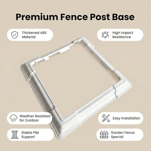 6 x 6 Inches ABS Post Sleeve, Adjustable Skirt, White, 4 Pack - color: 4Pack-White