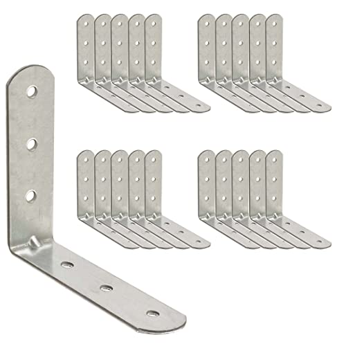 20 Pack Angle Brackets (2.36" x 2.36" x 0.63") – 90° L-Shape Corner Brace Plate Wood Metal Connecting Fixing Joining Repair Support Galvanized Connector - size: 2.36" x 2.36" x 0.63"
