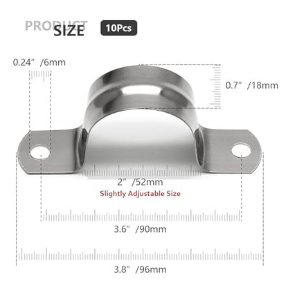 10Pcs 2 Inch Stainless Steel Conduit Clamps - size: 2 inch / 52 mm