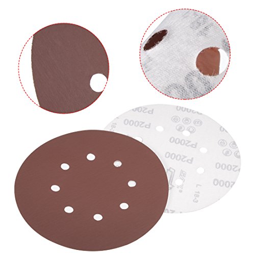 uxcell 10Pcs 7 Inch 8 Hole Hook and Loop Sanding Disc 2000 Grit Flocking Sandpaper Random Orbital Sander Paper - size: 2000 Grit