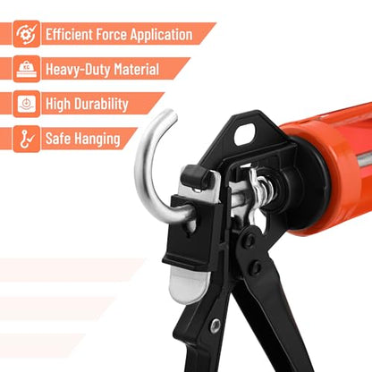 Bates- Caulking Gun, 12:1 Thrust Ratio, Black & Orange, Caulking Tool Gun, Caulk Gun No Drip, Hand Caulking Guns, Silicone Gun, Caulking Gun Tool, No Drip Caulk Gun