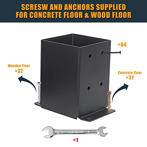 8 Pcs 4"× 4" Post Base|(Inner Size 3.6"x3.6") Post Brackets| - size: 8 Pcs, style: 4"x 4"