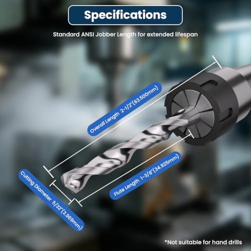 LU&MN Solid Carbide Jobber Drill Bits, 5/32", 2 Pcs - size: 5/32 in