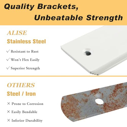Alise 4Pcs White Heavy-Duty L-Shaped Floating Shelf Wall Brackets - color: White, size: (4P) 7x4x1.8 inch