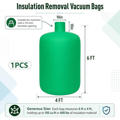 Insulation Removal Vacuum Bag Compatible with Insulation Hoses, Green - color: 1 Green